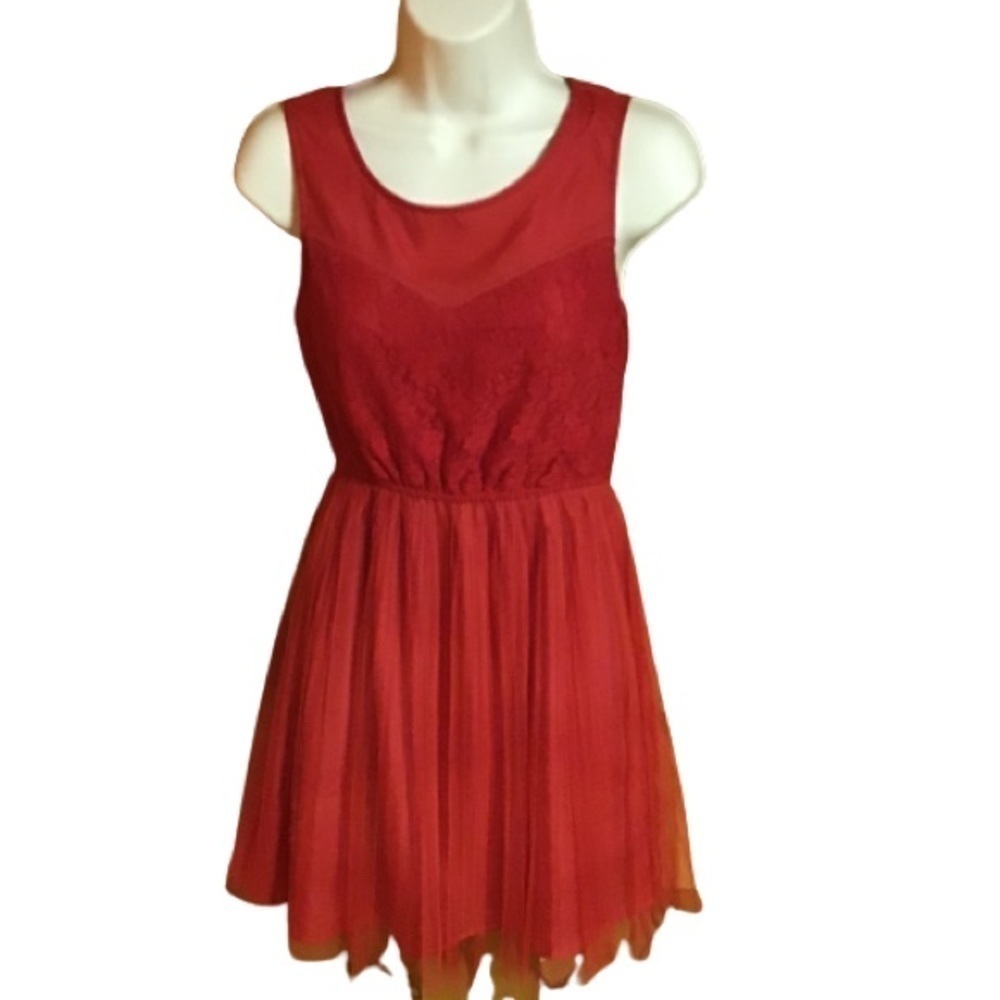 TCEC Red dressy sexy lace mini dress